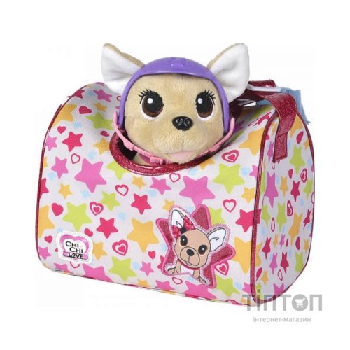 М'яка іграшка Chi Chi Love Собачка Перевезення з сумочкою та захисним шоломом 20 см (5890036)