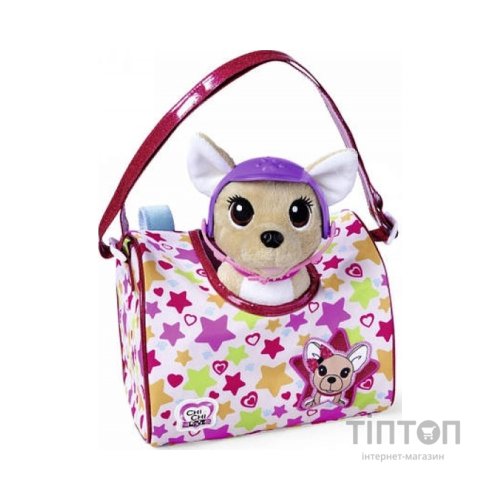 М'яка іграшка Chi Chi Love Собачка Перевезення з сумочкою та захисним шоломом 20 см (5890036)