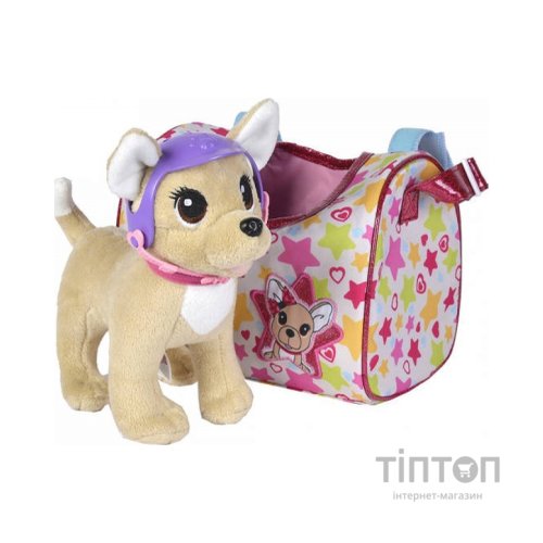 М'яка іграшка Chi Chi Love Собачка Перевезення з сумочкою та захисним шоломом 20 см (5890036)