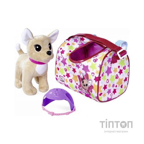 М'яка іграшка Chi Chi Love Собачка Перевезення з сумочкою та захисним шоломом 20 см (5890036)