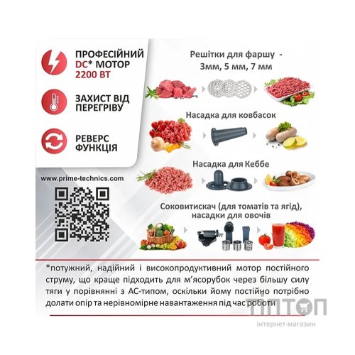 М'ясорубка PRIME Technics PG 2243 WGD