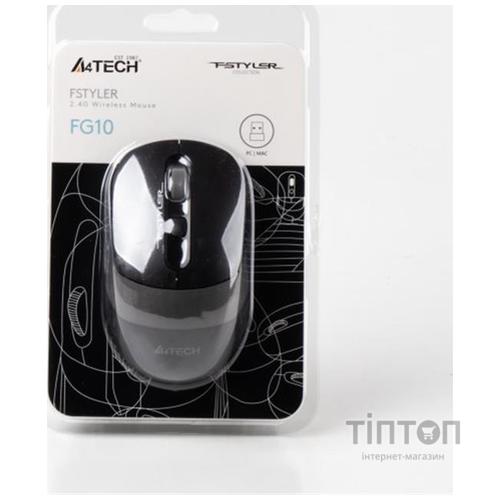 Мишка бездротова A4-Tech Fstyler FG10, 4 кн., 2000 dpi, чорно-сіра (FG10 (Grey))