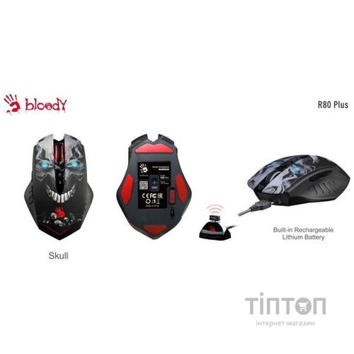 Мышь беспроводная A4Tech R80 Plus Bloody (Skull) Black USB