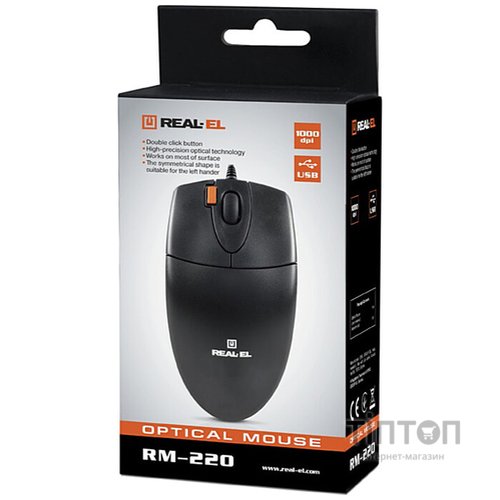 Мышь REAL-EL RM-220 Black USB UAH