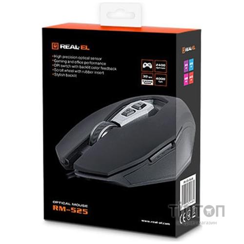 Мышь REAL-EL RM-525 USB Black UAH