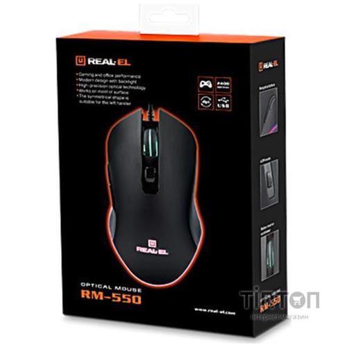 Мышь REAL-EL RM-550 Black USB UAH