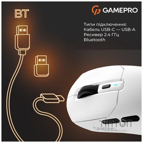 Мишка GamePro Genesis Airmaster Wireless/Bluetooth/USB White (GM167W)