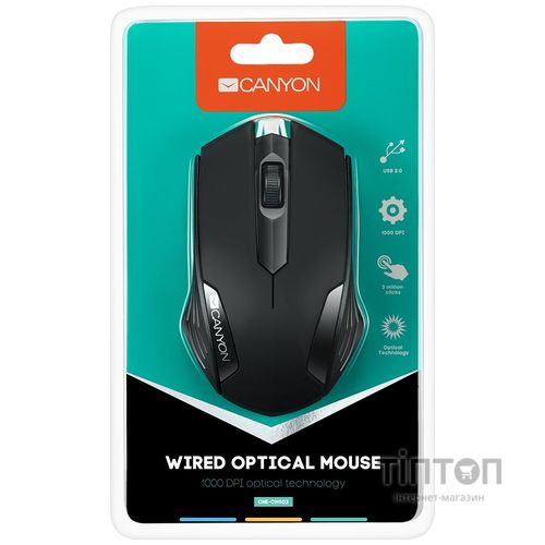 Мишка Canyon CM-02 USB Black (CNE-CMS02B)