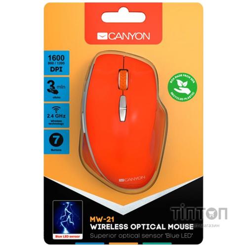 Мишка Canyon MW-21 Wireless Blue LED Red (CNS-CMSW21R)