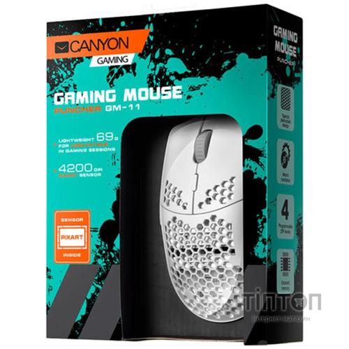 Мишка Canyon Puncher GM-11 USB White (CND-SGM11W)