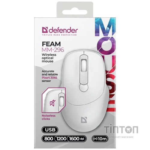 Миша Defender Feam MM-296 White (52297)