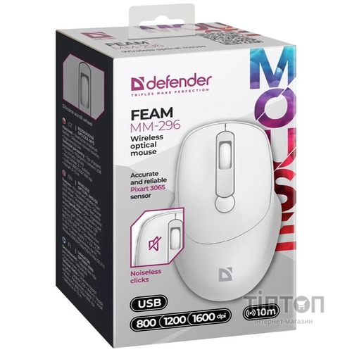 Миша Defender Feam MM-296 White (52297)
