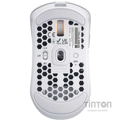 Мишка Hator Stellar Wireless/Bluetooth/USB White (HTM651)