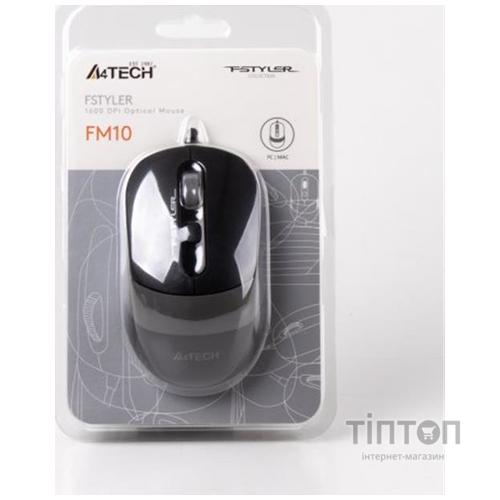 Мишка A4-Tech Fstyler FM10, 4 кн., 1600 dpi, чорно-сіра (FM10 (Grey))