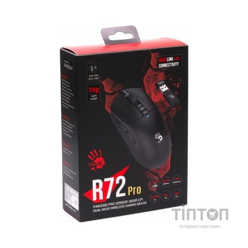 Мишка A4Tech Bloody R72 Pro Wireless/USB Black (4711421000871)