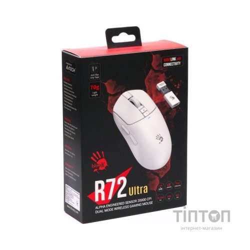 Мишка A4Tech Bloody R72 Ultra Wireless/USB White (4711421000901)