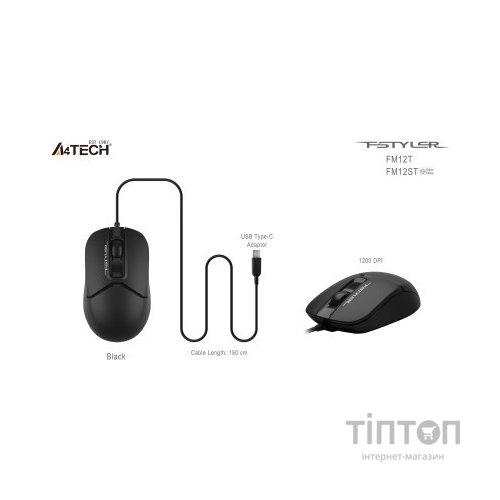 Мишка A4Tech FM12T USB Black (4711421990202)