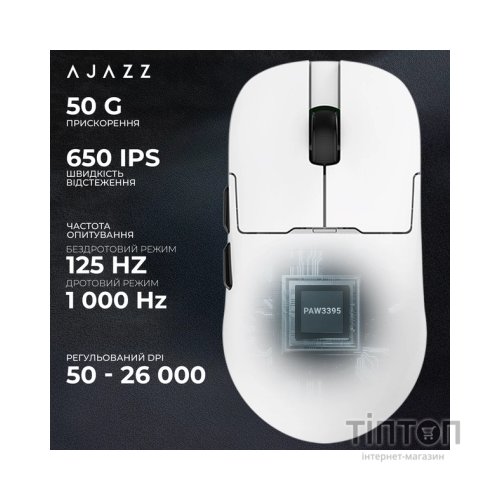 Мишка Ajazz AJ159PRO Wireless/Bluetooth/USB Charging Dock White (AJ159-PRO-W)