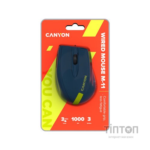 Мишка Canyon M-11 USB Blue/Yellow (CNE-CMS11BY)