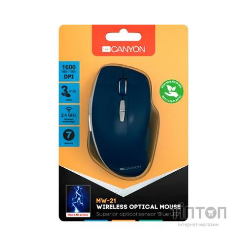 Мишка Canyon MW-21 Wireless Blue LED Blue (CNS-CMSW21BL)