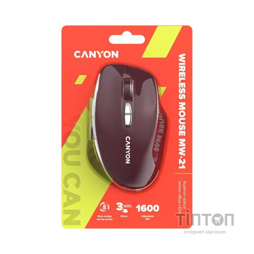 Мишка Canyon MW-21 Wireless Blue LED Burgundy (CNS-CMSW21BR)