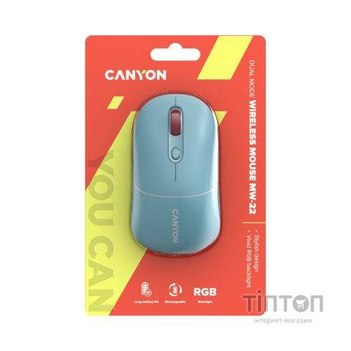 Мишка Canyon MW-22 Dual Band RGB Wireless Dark Cyan (CNS-CMSW22DC)