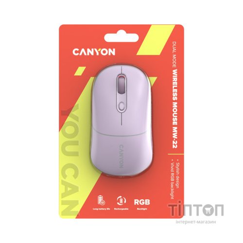 Мишка Canyon MW-22 Dual Band RGB Wireless Pearl Rose (CNS-CMSW22PR)