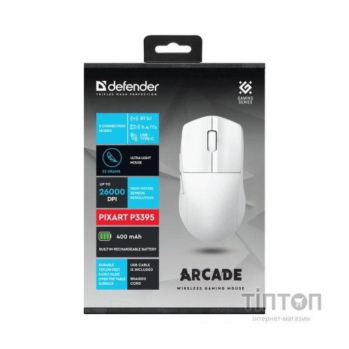 Мишка Defender Arcade GM-381 Wireless/Bluetooth White (52382)