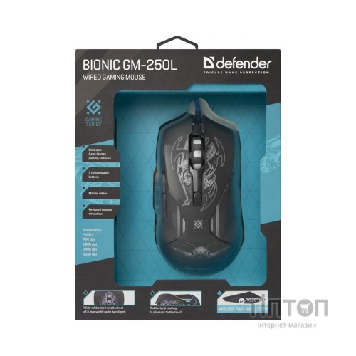 Мишка Defender Bionic GM-250L Black (52250)