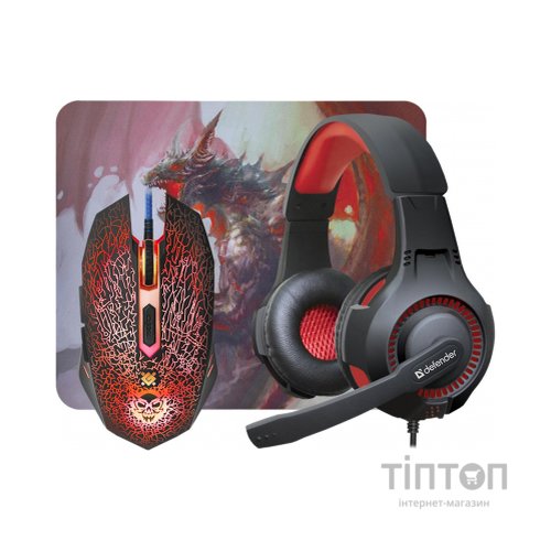 Мишка Defender DragonBorn MHP-003 kit mouse+mouse pad+headset (52003)