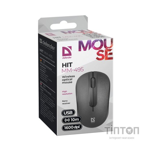 Мишка Defender Hit MM-495 Wireless Black (52495)