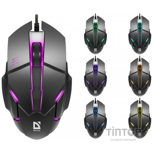 Мишка Defender Host MB-982, 3 кн., 1000 pdi, 7 кол. підсвітки, чорна (52982)