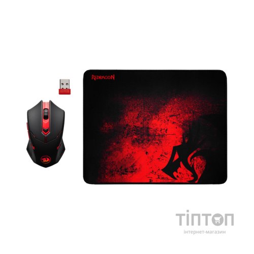 Мишка Defender M601WL-BA Wireless + mouse pad Black/Red (78227)