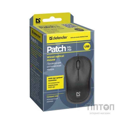 Мишка Defender Patch MS-759 Black (52759)