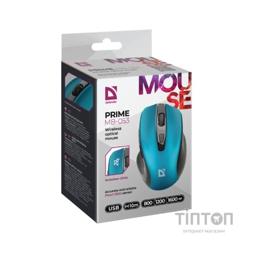 Мишка Defender Prime MB-053 Silent Wireless Turquoise (52054)