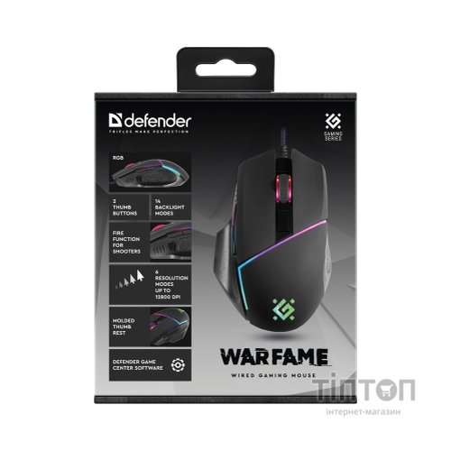 Мишка Defender Warfame GM-880L USB Black (52880)