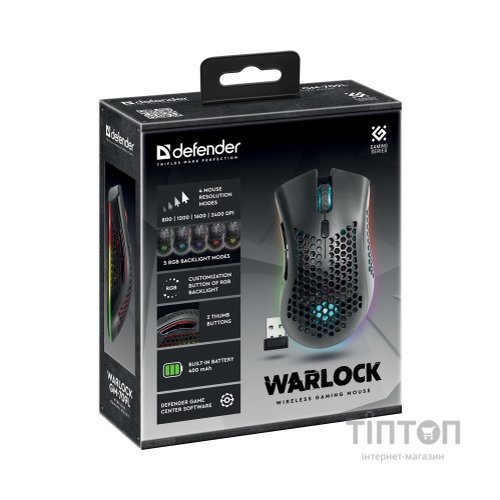 Мишка Defender Warlock GM-709L RGB Wireless Black (52709)