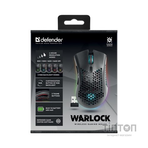 Мишка Defender Warlock GM-709L RGB Wireless Black (52709)