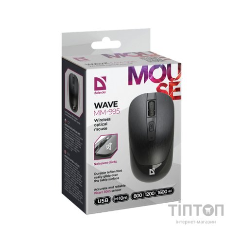 Мишка Defender Wave MM-995 Silent Wireless Black (52995)