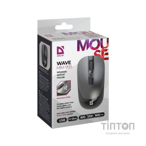 Мишка Defender Wave MM-995 Silent Wireless Grey (52993)