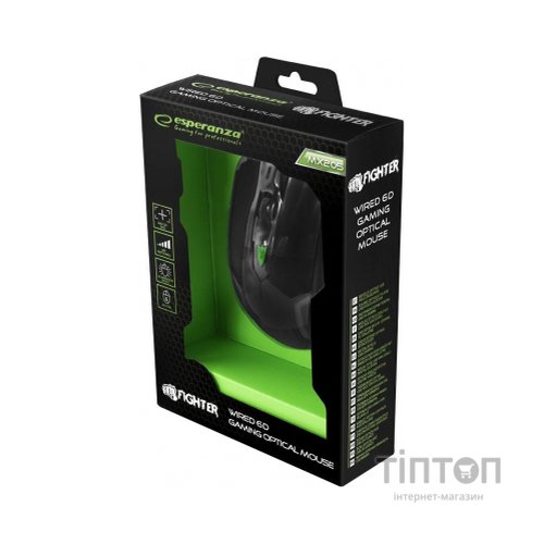 Мишка Esperanza MX205 Fighter чорно-зелена, USB