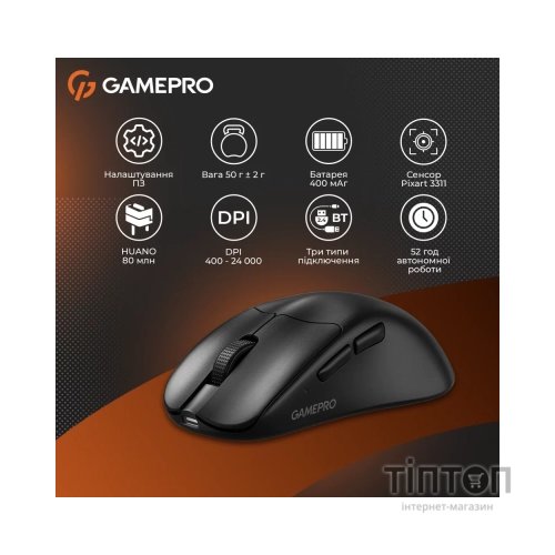 Мишка GamePro Genesis Avenger Wireless/Bluetooth/USB Black (GM096B)