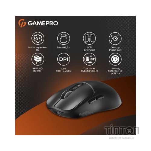 Мишка GamePro Genesis Ranker Wireless/Bluetooth/USB Black (GM012B)