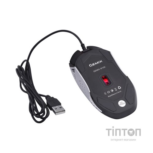 Мишка Gemix W100 USB Black/Gray + ігрова поверхня (W100Combo)
