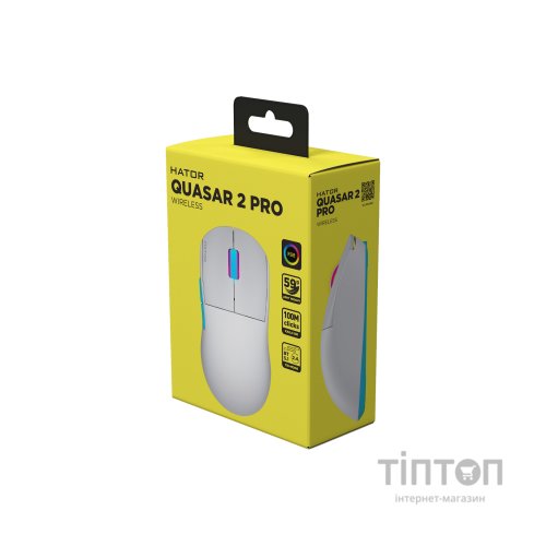 Мишка Hator Quasar 2 Pro Wireless/Bluetooth/USB White/Cyan (HTM561WC)