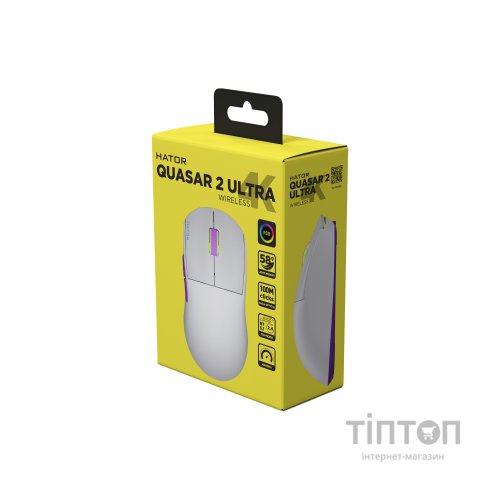 Мишка Hator Quasar 2 Ultra 4K Wireless/Bluetooth/USB White/Lilac (HTM571WL)