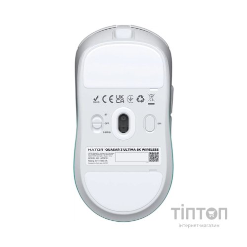 Мишка Hator Quasar 3 Ultima 8K Wireless/Bluetooth/USB White/Mint (HTM761)