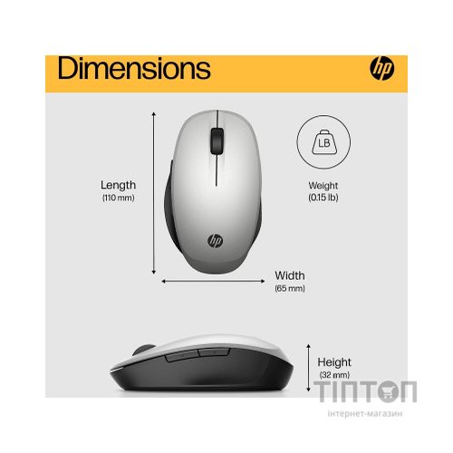 Мишка HP Dual Mode Bluetooth/Wireless Silver (6CR72AA)