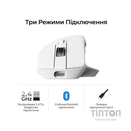 Мишка Keychron M6S Wireless/Bluetooth/USB White (M6S-B72)