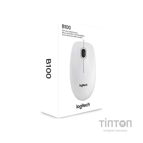 Мишка Logitech B100 біла, USB